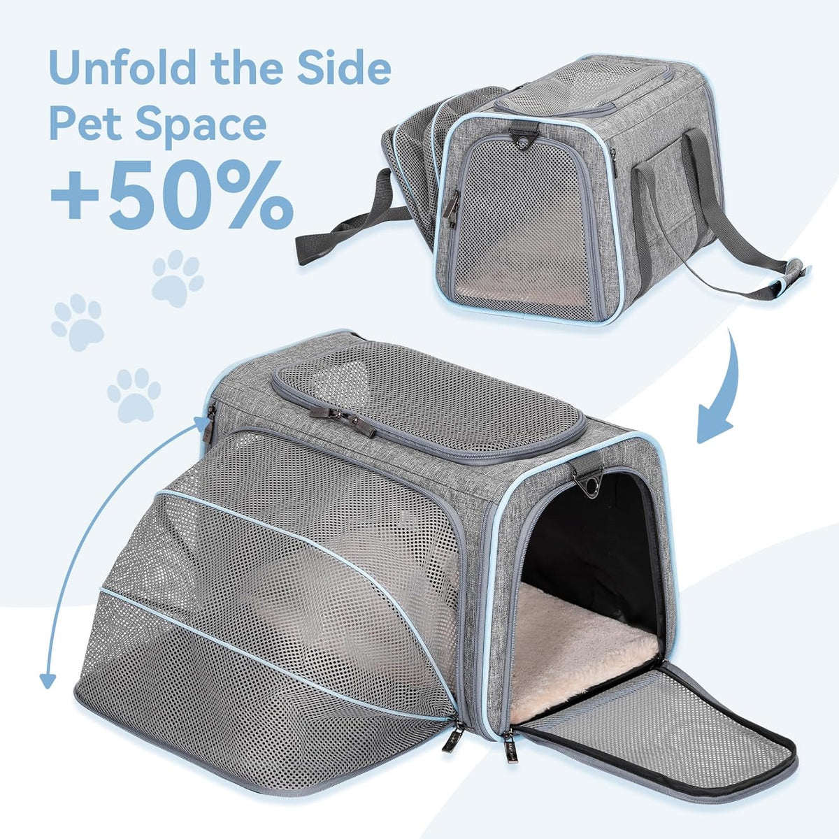 Petsfit Small Cat Carrier Soft Airline Approved Expandable Carrier for Kitten Puppy Bunny
