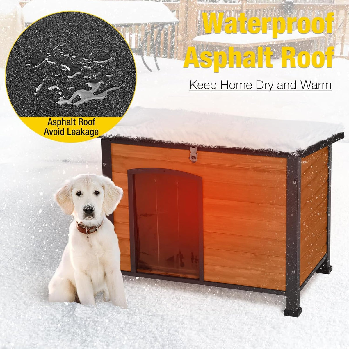 Aivituvin Outdoor Dog House with Insulated Liner Waterproof Dog Kennel for Winter Cat House for