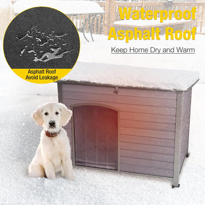 Aivituvin Dog House with Insulated Liner, Outdoor Indoor Weatherproof Dog House for Winter