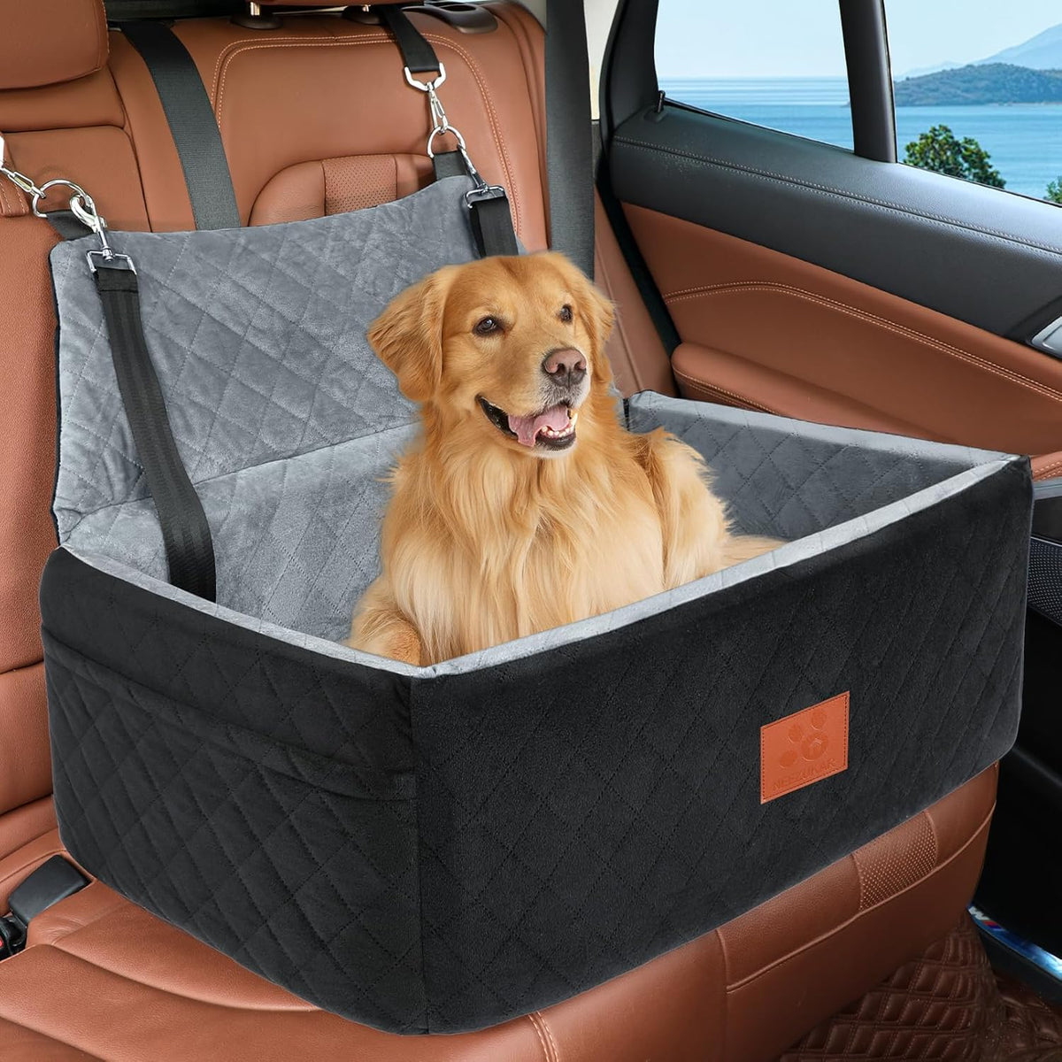 Dog Car Seat for Large Medium Dogs,Washable Pet Carseat Under 55 lbs or 2 Small Dogs,Dog Booster