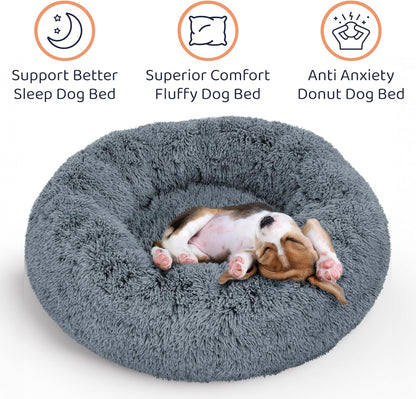 Donut Dog Bed - Premium Comfort for Anxiety Relief - Fluffy & Calming Design with Ultra-Plush