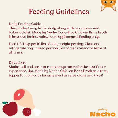 Made by Nacho Bone Broth Cat Food Topper for Hydration and Picky Eaters - Add Protein and Flavor to