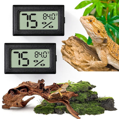 Reptile Thermometer and Humidity Gauge,2PCS Digital Hygrometer Adhesive Reptile Terrarium