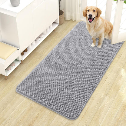 OLANLY Dog Door Mat for Muddy Paws 44x24, Absorbs Moisture and Dirt, Absorbent Non-Slip Washable