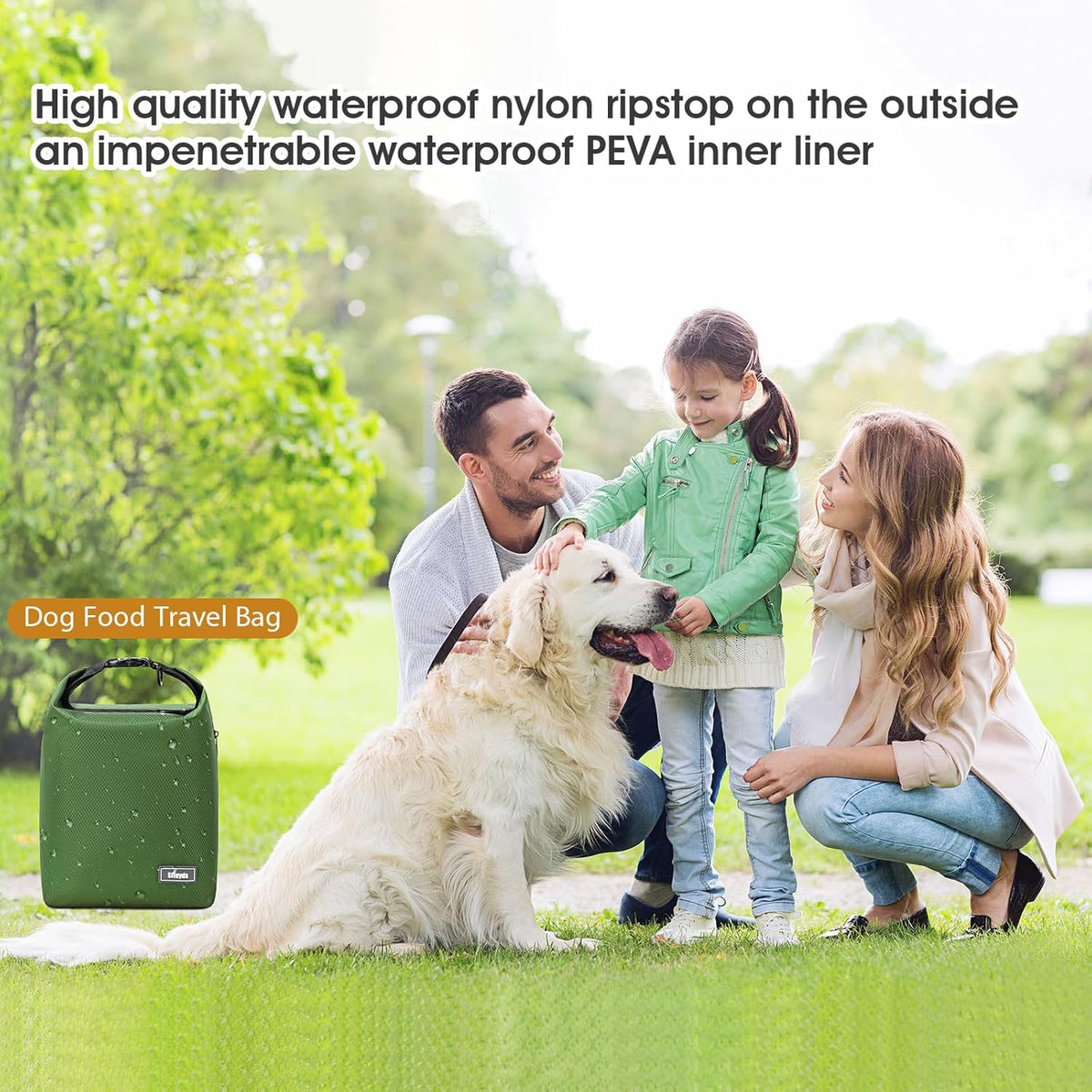 Dog Food Travel Bag,Pet Food Container 20 lb w/2PCS Collapsible Dog Travel Bowls and Zipper Side
