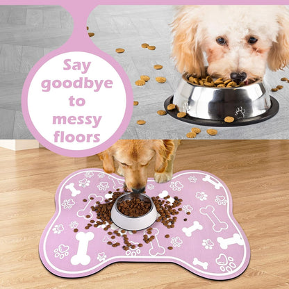 Dog Cat Mat for Food and Water,Rapid Absorbent Pet Feeding Mat, Bone Shaped Dog Placemat Bowl Mat