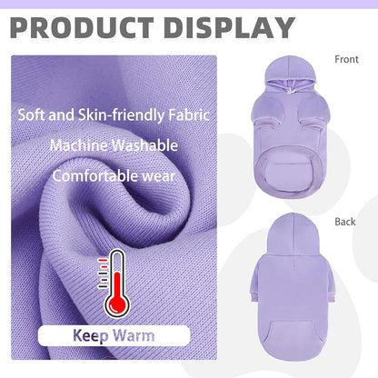 KOOLTAIL Basic Dog Hoodie - Soft & Warm Dog Hoodie Sweater with Leash Hole and Pocket, Pet Winter