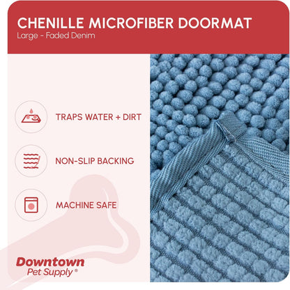 My Doggy Place Microfiber Dog Mat for Muddy Paws, 36" x 26" Faded Denim - Absorbent and