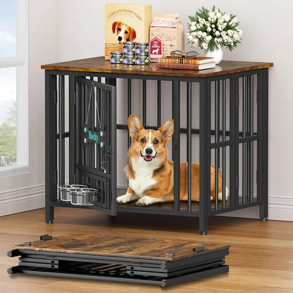 Easycom 31" Dog Crate Furniture Foldable, No Assembly Decorative Dog Kennel Indoor, Dog Crates for