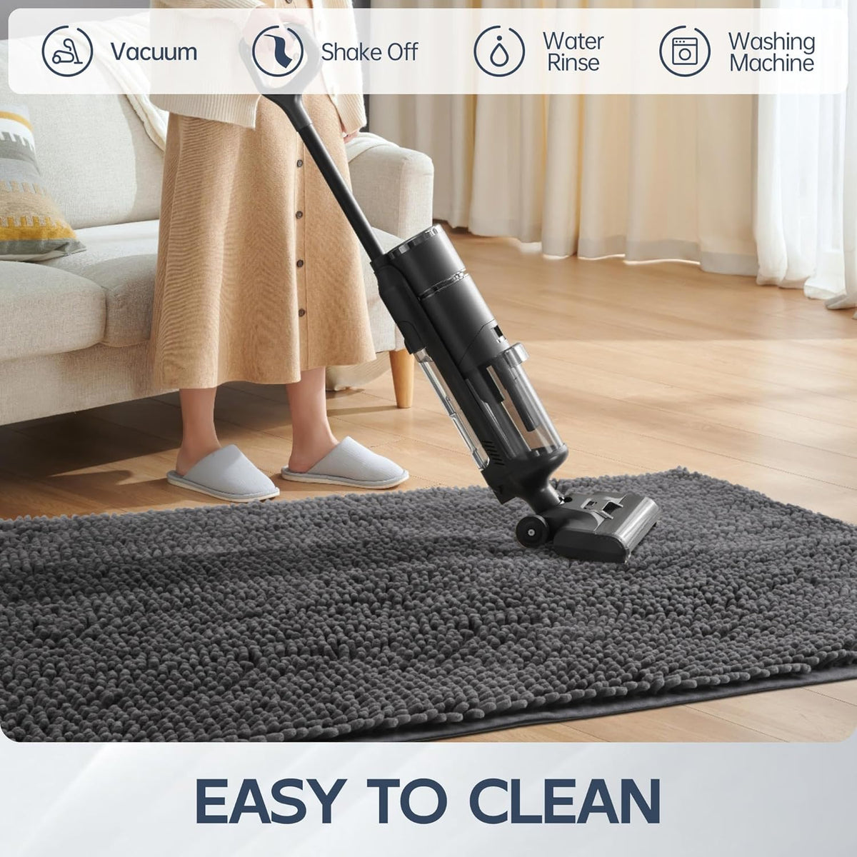 Dog Door Mat for Muddy Paws, 72" x 36" Chenille Absorbent Front Door Mat Inside, Large Runner Mud