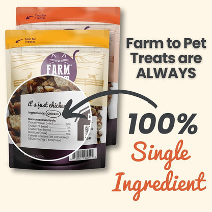 Farm To Pet Cat Treat Crumbles | Single Ingredient Chicken and Turkey, Chicken Snacks - Healthy