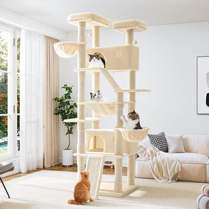 Allewie 81 Inches Tall Cat Tree/Multi-Level Large Climbing Tree House and Towers for Big