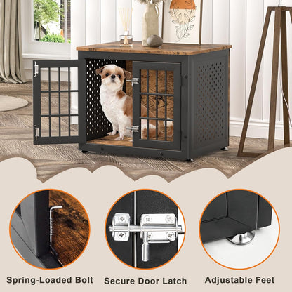 26" Heavy Duty Dog Crate Furniture for Small Dogs, Metal Kennel for High Anxiety Dogs, Chew Proof
