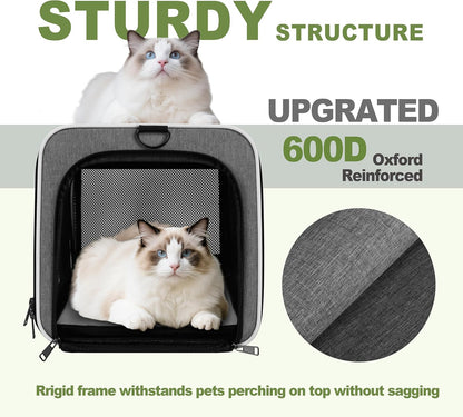 Cat Carrier 18x11x11 Top Load Soft Pet Travel Bag Over 15 lbs, Collapsible Small Dog Puppy Crate 10