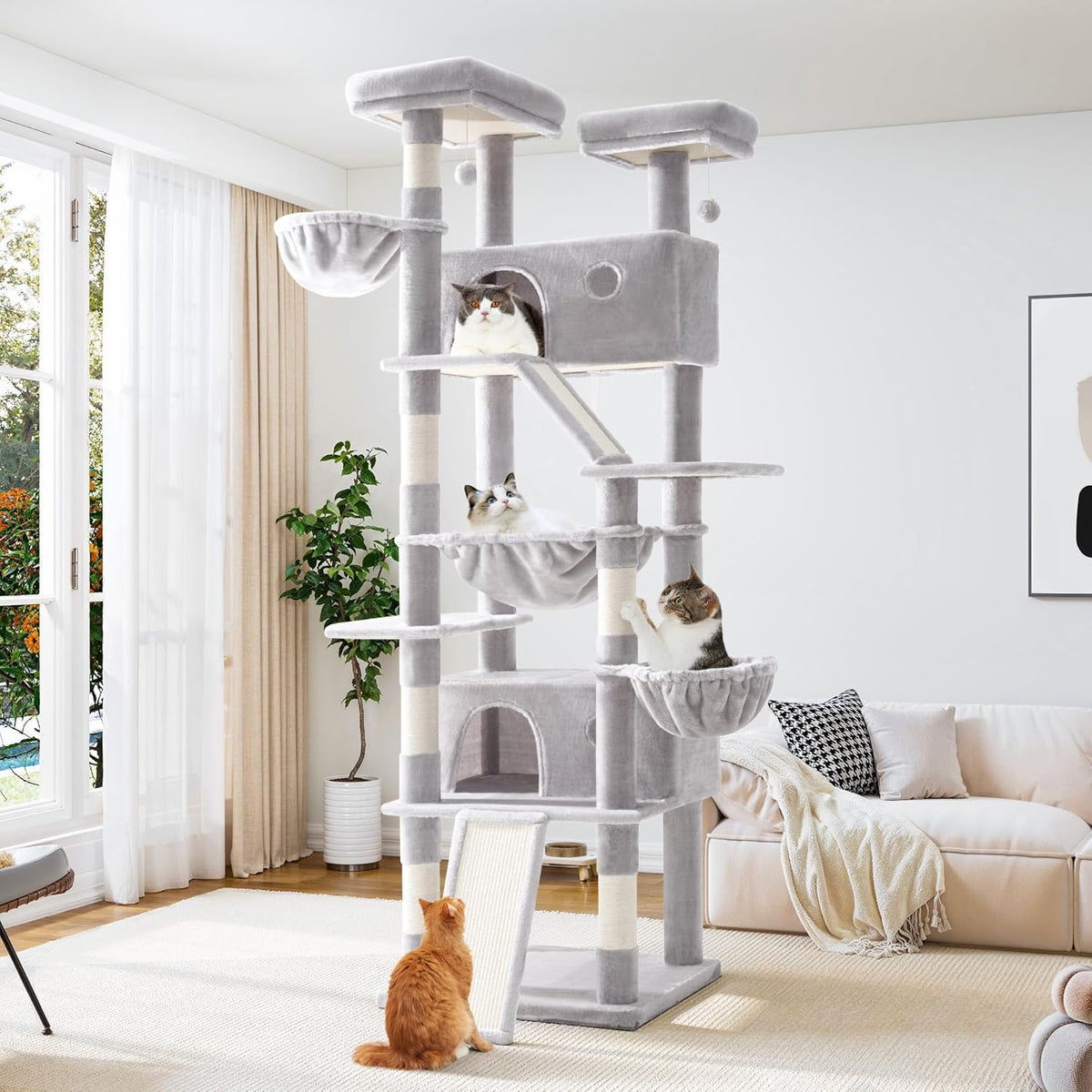 Allewie 81 Inches Tall Cat Tree/Multi-Level Large Climbing Tree House and Towers for Big