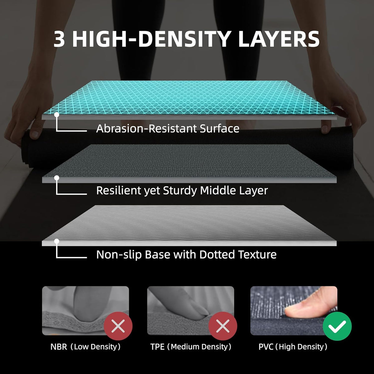 Large Exercise Mat for Home Workout,12‘x6’/10'x6'/9'x6'/8'x6'/7'x5'/6'x4' (7mm) Extra Thick Workout
