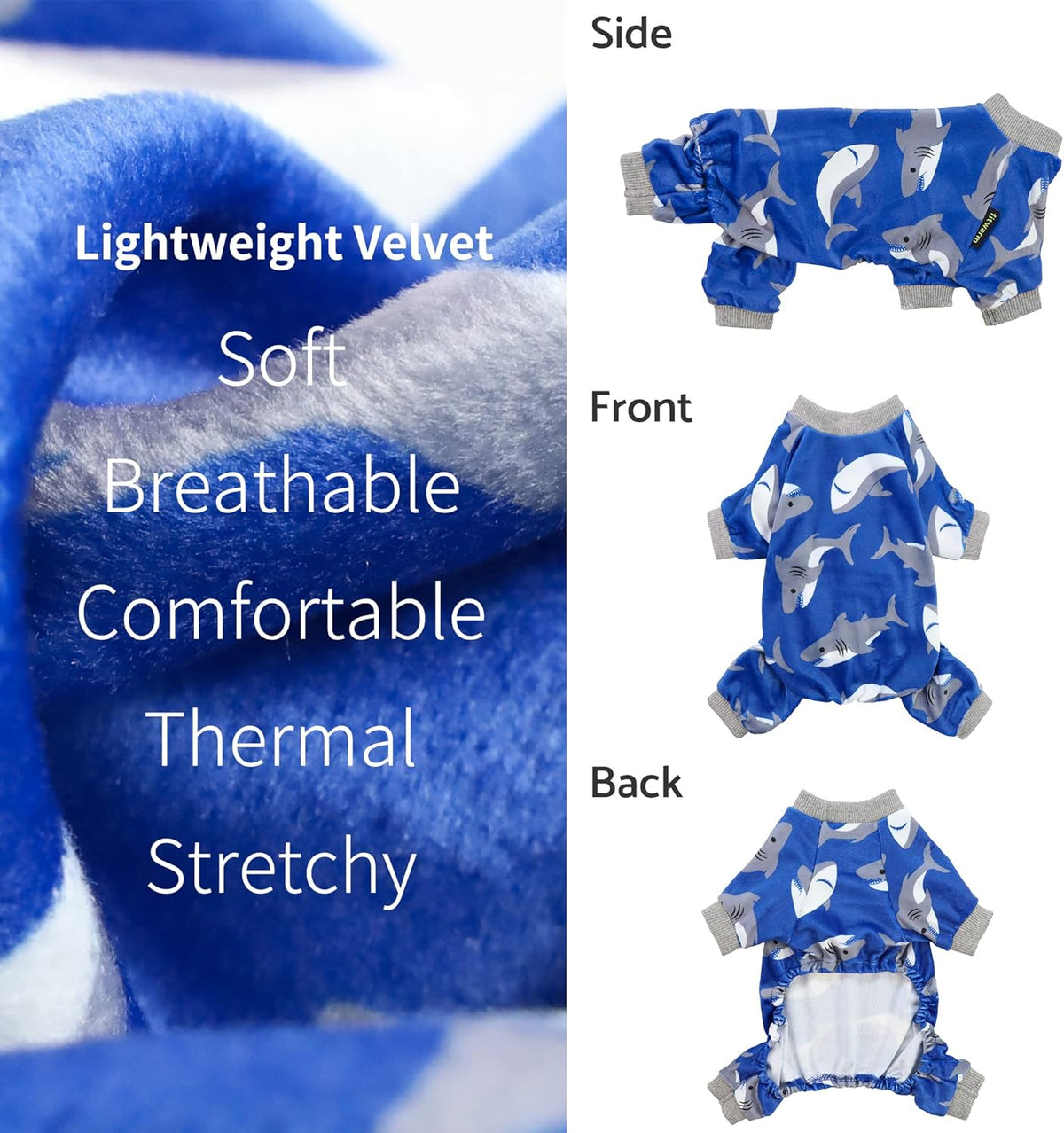 Fitwarm Shark Dog Pajamas, Dog Clothes for Small Dogs Girl Boy, Pet Onesie with Feet, Cat Outfit
