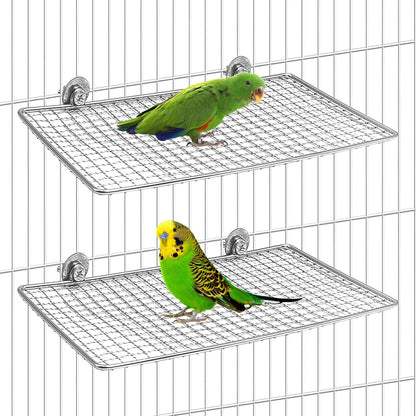 BNOSDM 2 Pack Bird Perch Platform 7.8x5.9in Stainless Steel Birds Perches Parrot Shelf Training
