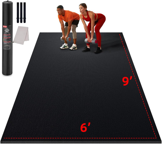 Large Exercise Mat for Home Workout,12‘x6’/10'x6'/9'x6'/8'x6'/7'x5'/6'x4' (7mm) Extra Thick Workout