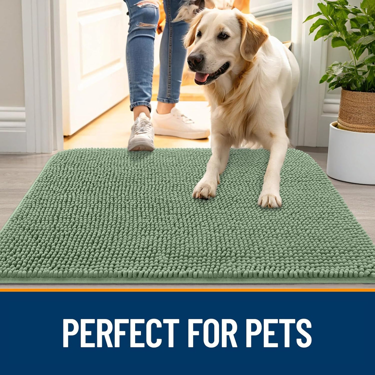 OLANLY Dog Door Mat for Muddy Paws 54x24, Absorbs Moisture and Dirt, Absorbent Non-Slip Washable