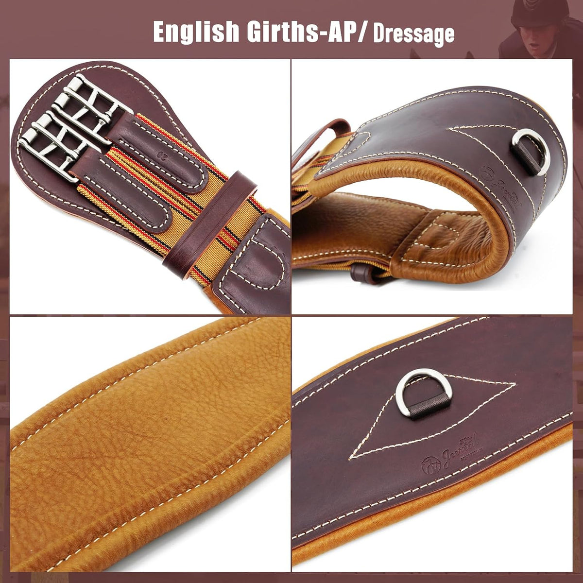 Jeereal English Dressage Girths,Breathable Horse Girth for English Saddle,Premium Equestrean