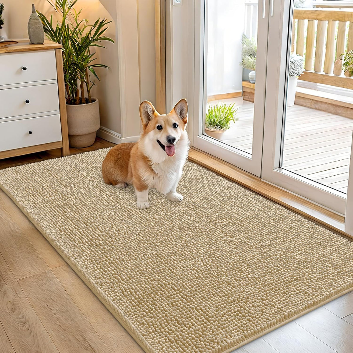 OLANLY Dog Door Mat for Muddy Paws 54x32, Absorbs Moisture and Dirt, Absorbent Non-Slip Washable