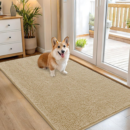 OLANLY Dog Door Mat for Muddy Paws 54x32, Absorbs Moisture and Dirt, Absorbent Non-Slip Washable