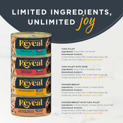 Reveal Natural Wet Canned Cat Food, Limited Ingredient, Grain Free, Protein with No Artificial