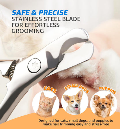 Pet Nail Clippers for Cats & Small Medium Dogs Puppies, Cat Nail Trimmer with All-Steel Material