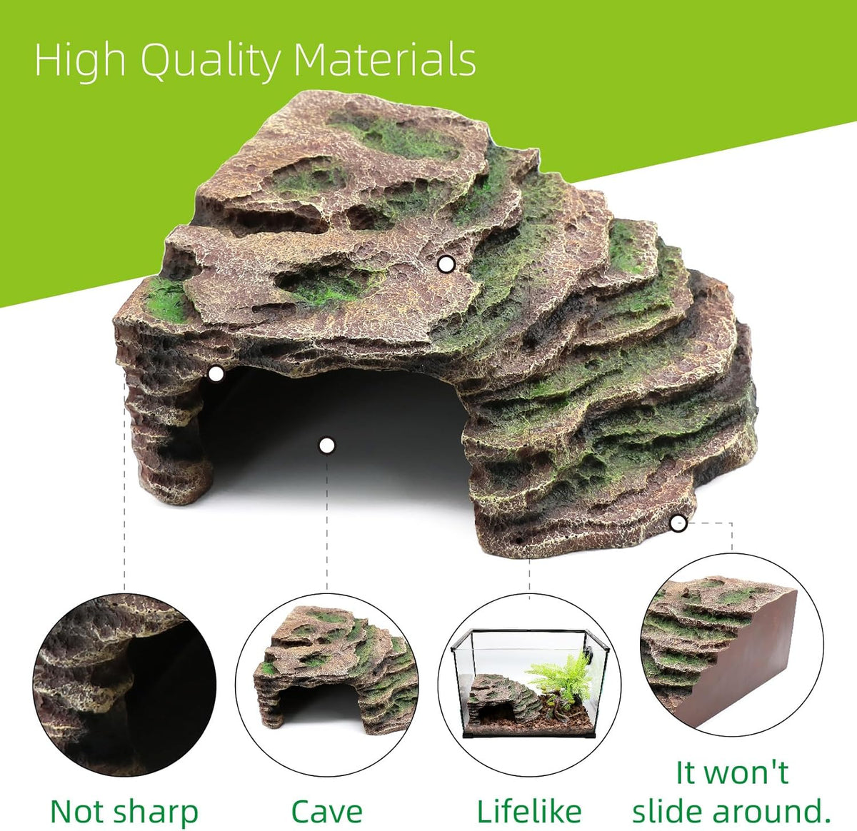 Large Reptile Hide Shale Scape Step Ledge, Reptile Cave Hideout, Bearded Dragons Accessories