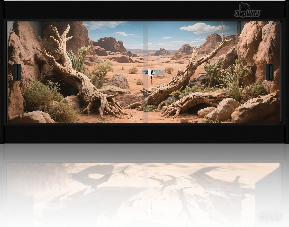 4x2x2 (120 Gallon) PVC Reptile Enclosure, RepWild Terrarium/Tank with Heavy-Duty Screen Top, Glass