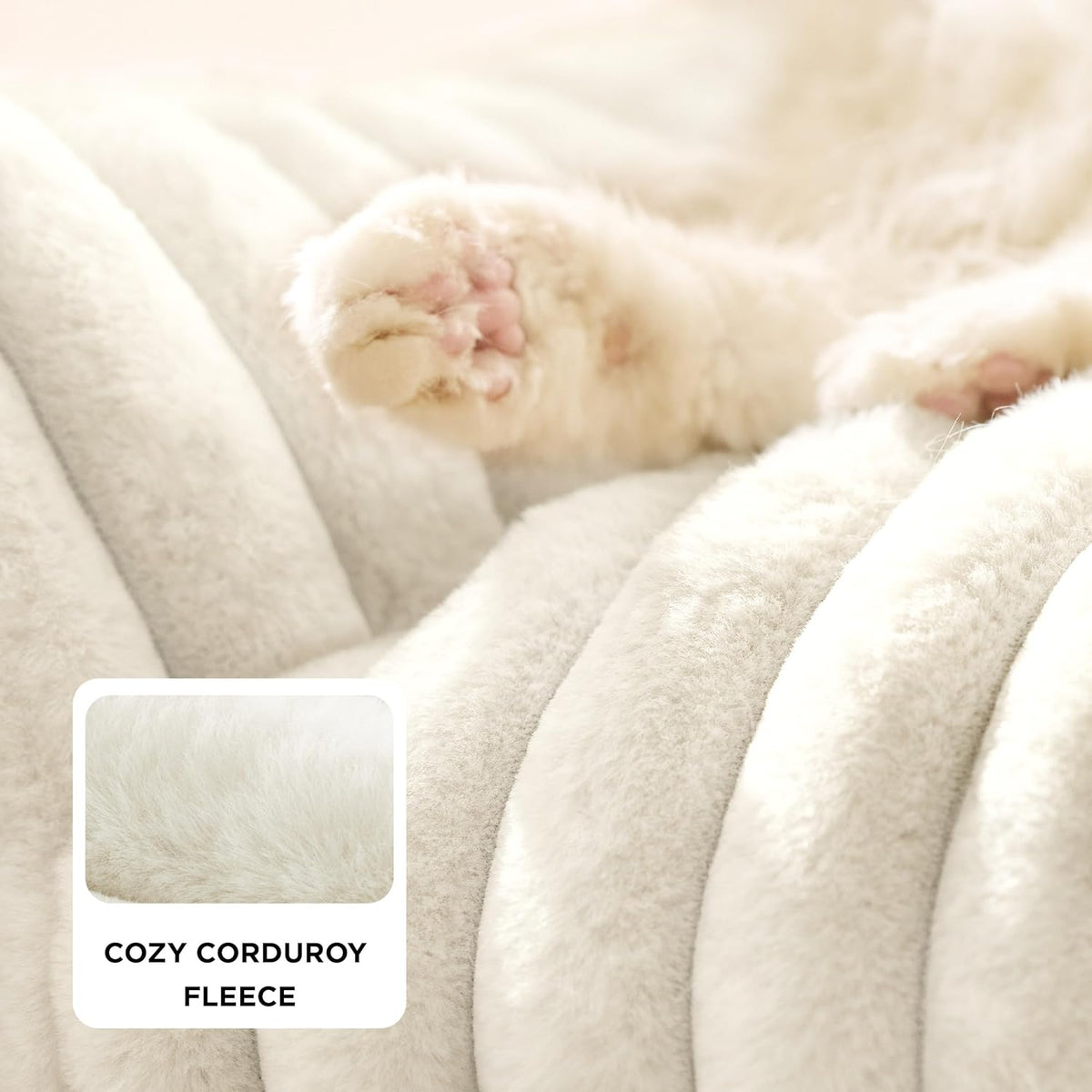 Bedsure Cute Cat Couch for Pets - Fluffy Cat beds with Premium Soft Corduroy Fleece, Fuzzy Cats