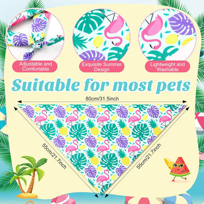 Weewooday 50 Pcs Hawaiian Dog Bandanas Bulk for Dogs Soft Bibs Adjustable Triangle Pet Bandana for