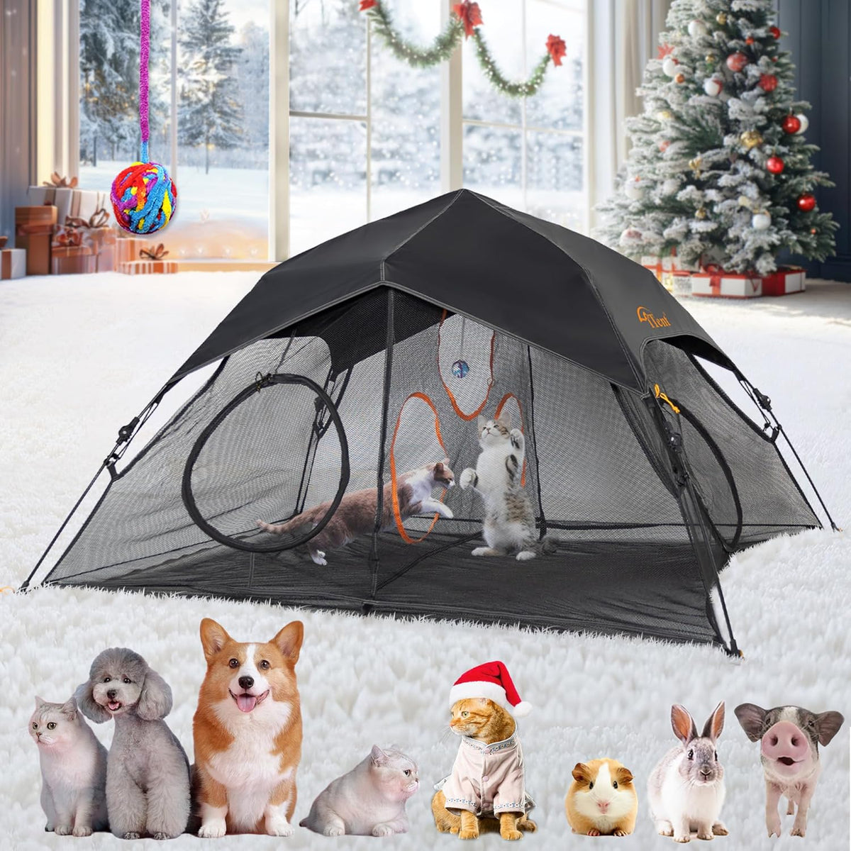 Outdoor Cat Play Tent for Indoors and Outdoors (X- Large Portable Pet House, Outdoor Cat Enclosure