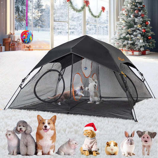 Outdoor Cat Play Tent for Indoors and Outdoors (X- Large Portable Pet House, Outdoor Cat Enclosure