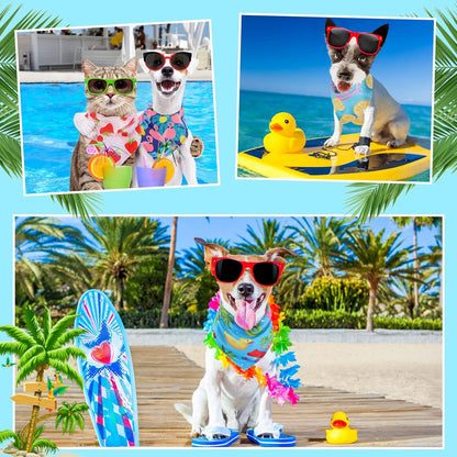 Chunful 100 Pieces Dog Bandanas Bulk Summer Pet Bandanas Pack Triangle Scarf Bib Kerchief Set for