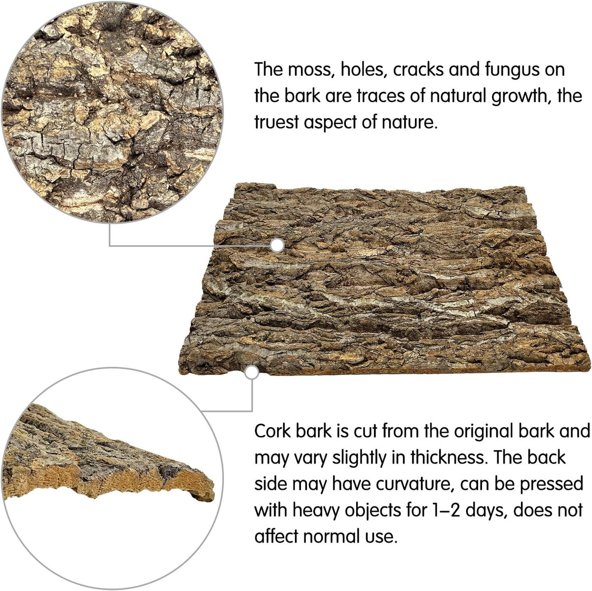 kathson 4PCS Cork Tile Background Bark 11.8”Lx7.9”W Reptile Tank Background Terrarium Backdrop Wall