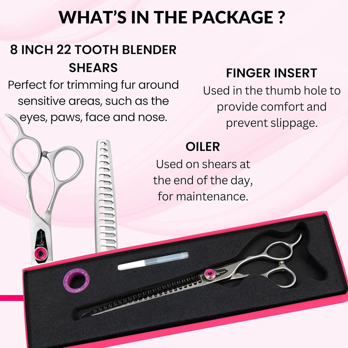 Kenchii Love Dog Grooming Scissors, 22 Tooth Blender Shears, Dog Scissors for Grooming