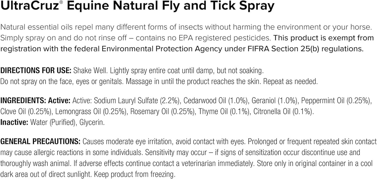UltraCruz Equine Horse Shampoo, Conditioner and Fly & Tick Spray Bundle, 32 oz Each