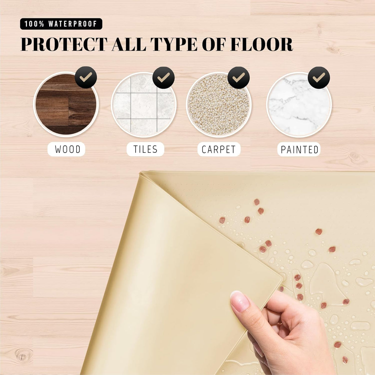 AVERYDAY 32x24'' Silicone Dog Mat for Food and Water, 0.63'' Edge Dog Food Bowl Mats for Floor