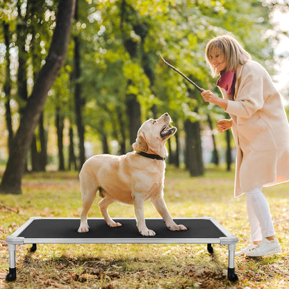 Veehoo Chew Proof Elevated Dog Bed - Cooling Raised Pet Cot - Silver Aluminum Frame and Durable