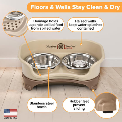 Neater Feeder Express Mess Proof Dog Bowls Elevated for Small Breeds Under 15 Lb, Made in USA, No