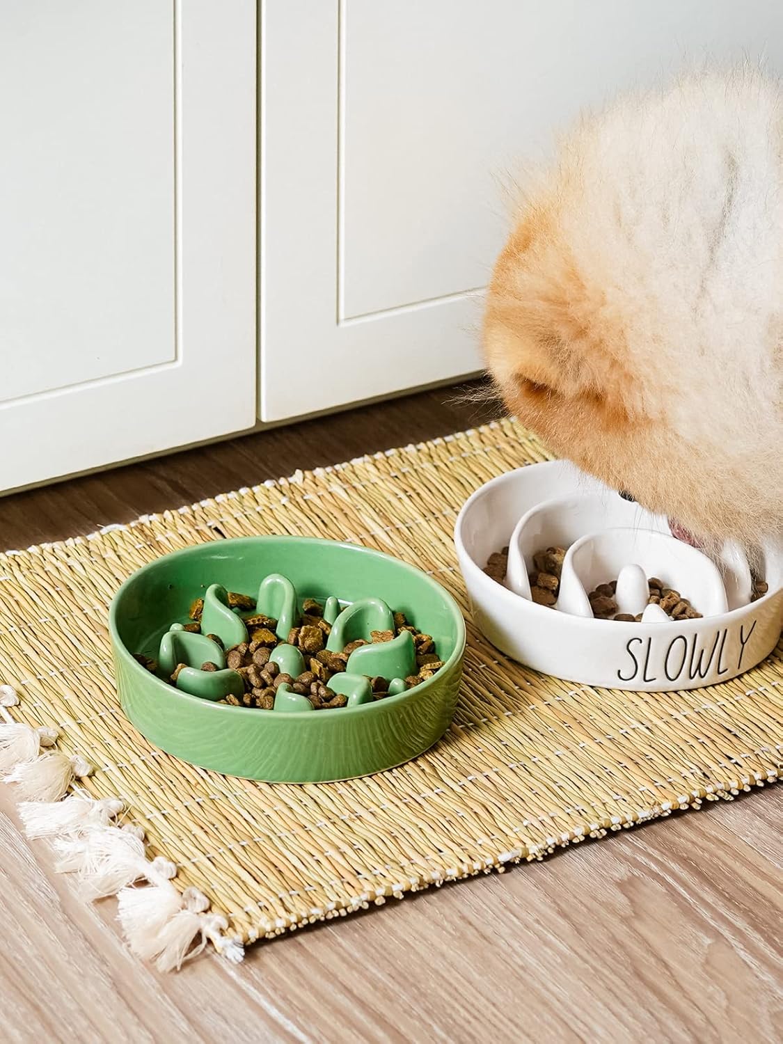 LE TAUCI Ceramic Slow Feeder Dog Bowls Small Breed, 0.6 Cups Dog Food Dish for Fast Eaters, Puzzle