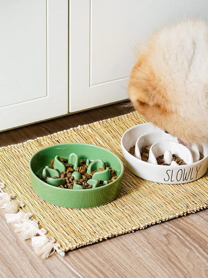 LE TAUCI Ceramic Slow Feeder Dog Bowls Small Breed, 0.6 Cups Dog Food Dish for Fast Eaters, Puzzle