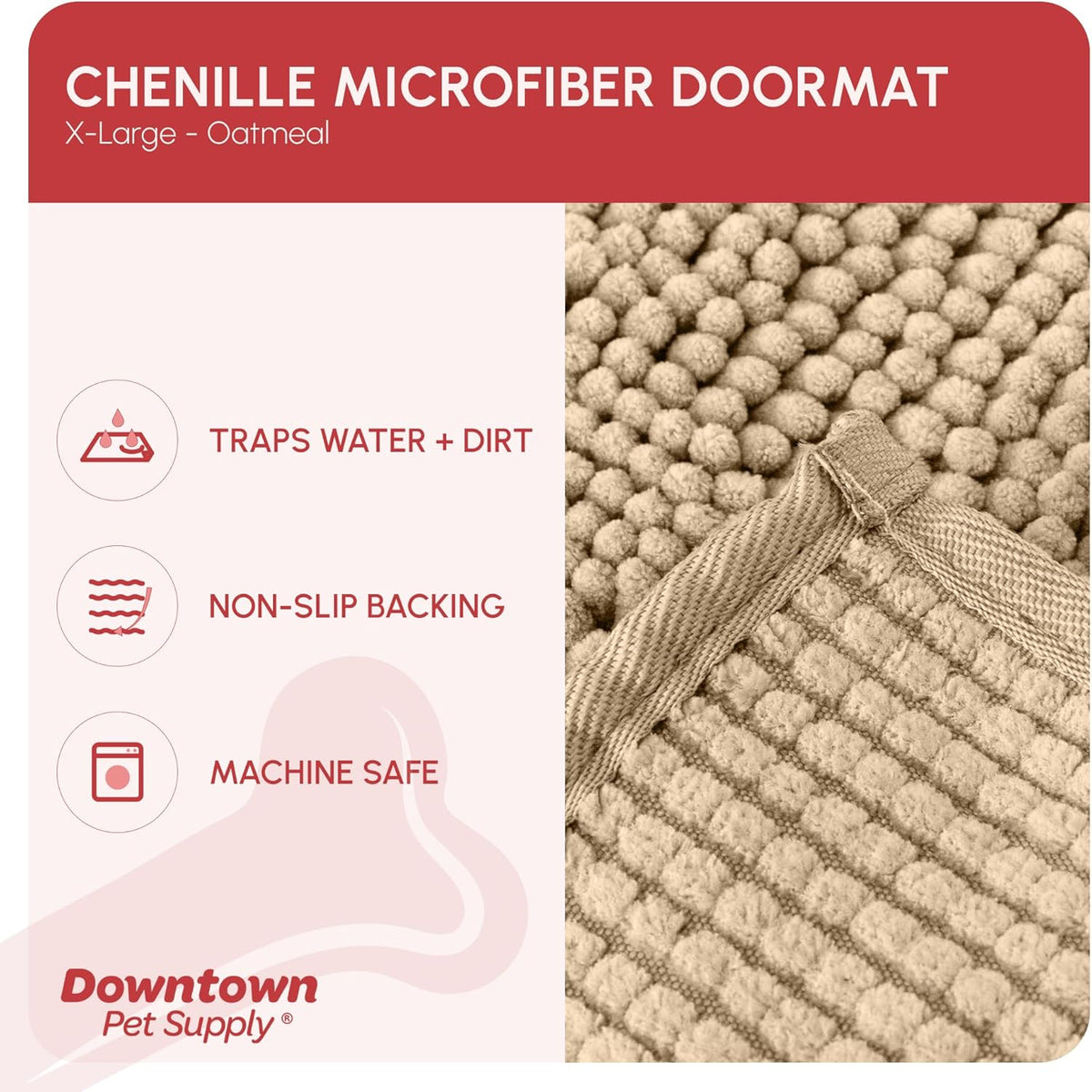 My Doggy Place Microfiber Dog Mat for Muddy Paws, 60" x 36" Oatmeal - Non-Slip, Absorbent and