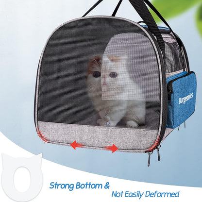 BurgeonNest Cat Carrier for Large Cats 20 lbs, Soft-Sided Pet Carrier for Small Dogs Medium Puppy