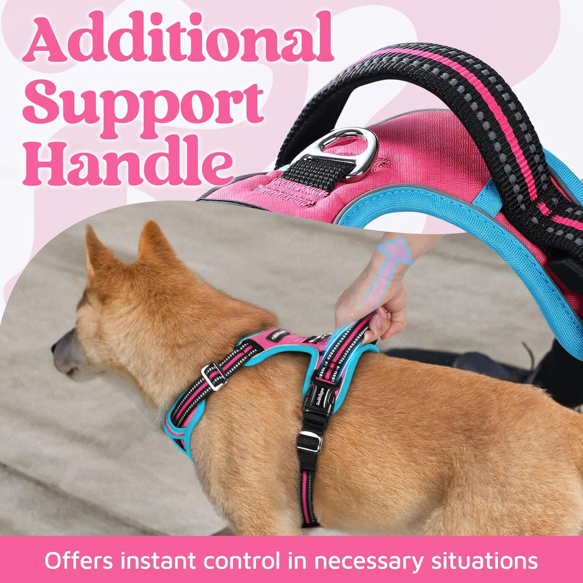 rabbitgoo Dog Harness for Large Dogs, No Pull Pet Vest with 3 Buckles, Adjustable Soft Padded Pet