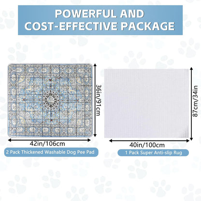 Washable Thickened Pee Pads for Dogs, 2 Pack (36"x42") Upgrade Reusable Puppy Pads with Non-Slip