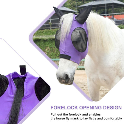 Stretchy Horse Fly Mask for Horses, Soft Lycra Equine Mesh Mask, Elasticity Horse Face Covering