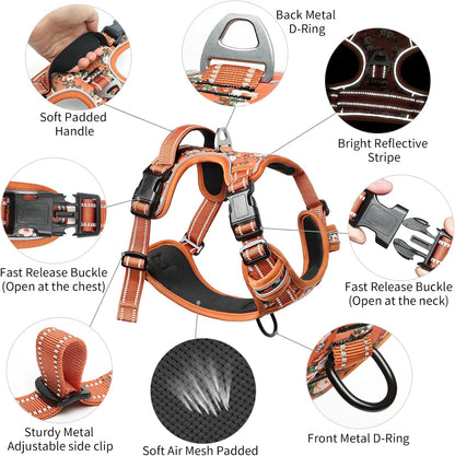 Timos Dog Harness for Large Dogs, No Pull Service Vest with Reflective Strips and Control Handle,No
